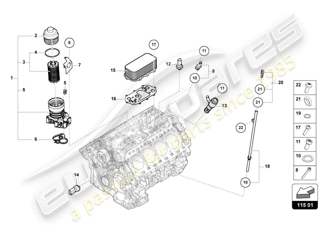 lamborghini urus performante (2024) oil filter element parts diagram