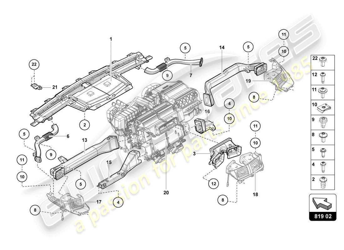 lamborghini lp770-4 svj roadster (2022) air guide channel part diagram