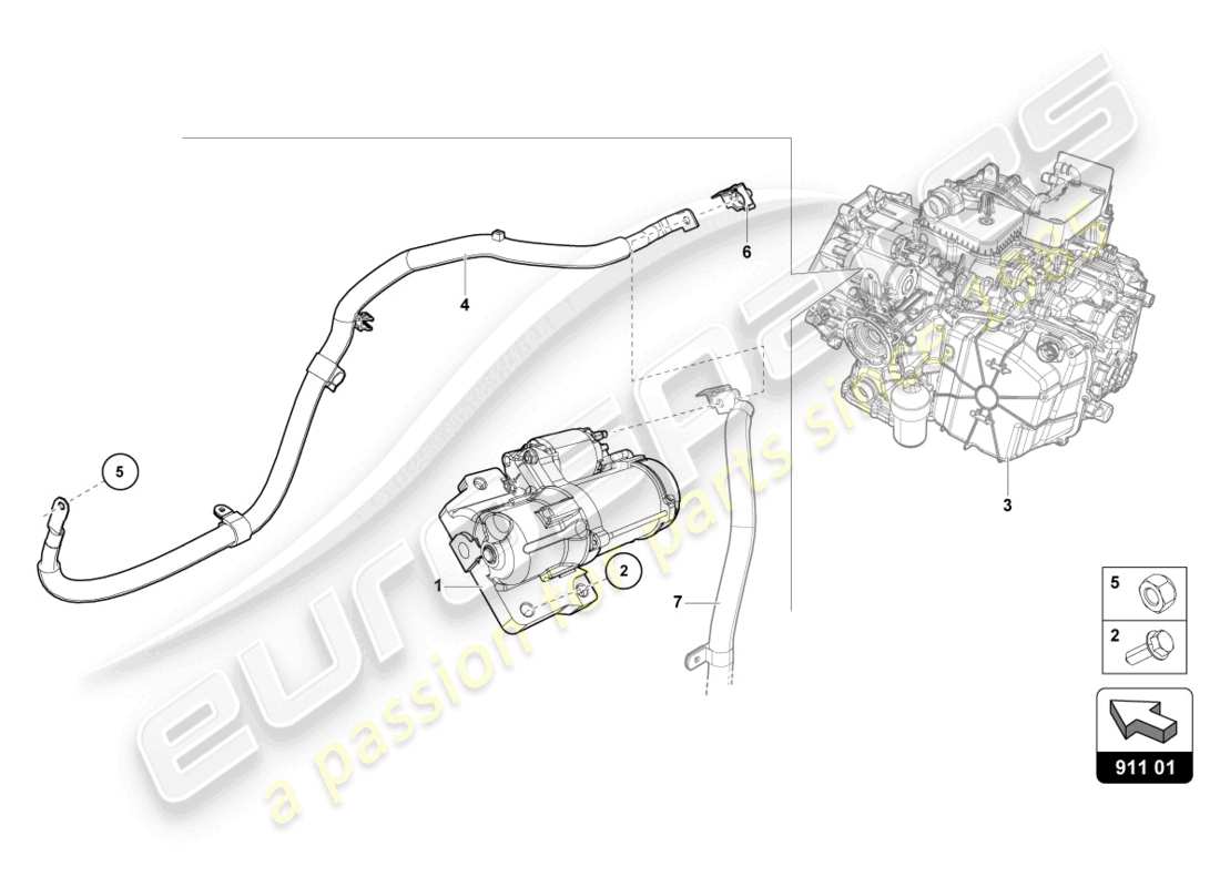 lamborghini 2023 (evo coupe 2wd) starter part diagram