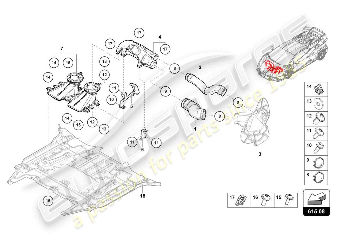 lamborghini 2023 (sto) air duct for brake cooling front part diagram
