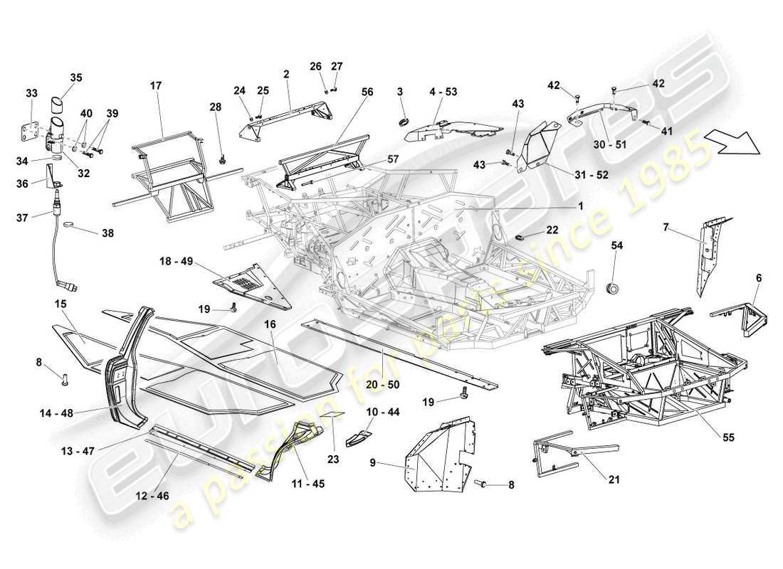 lamborghini reventon roadster frame part diagram