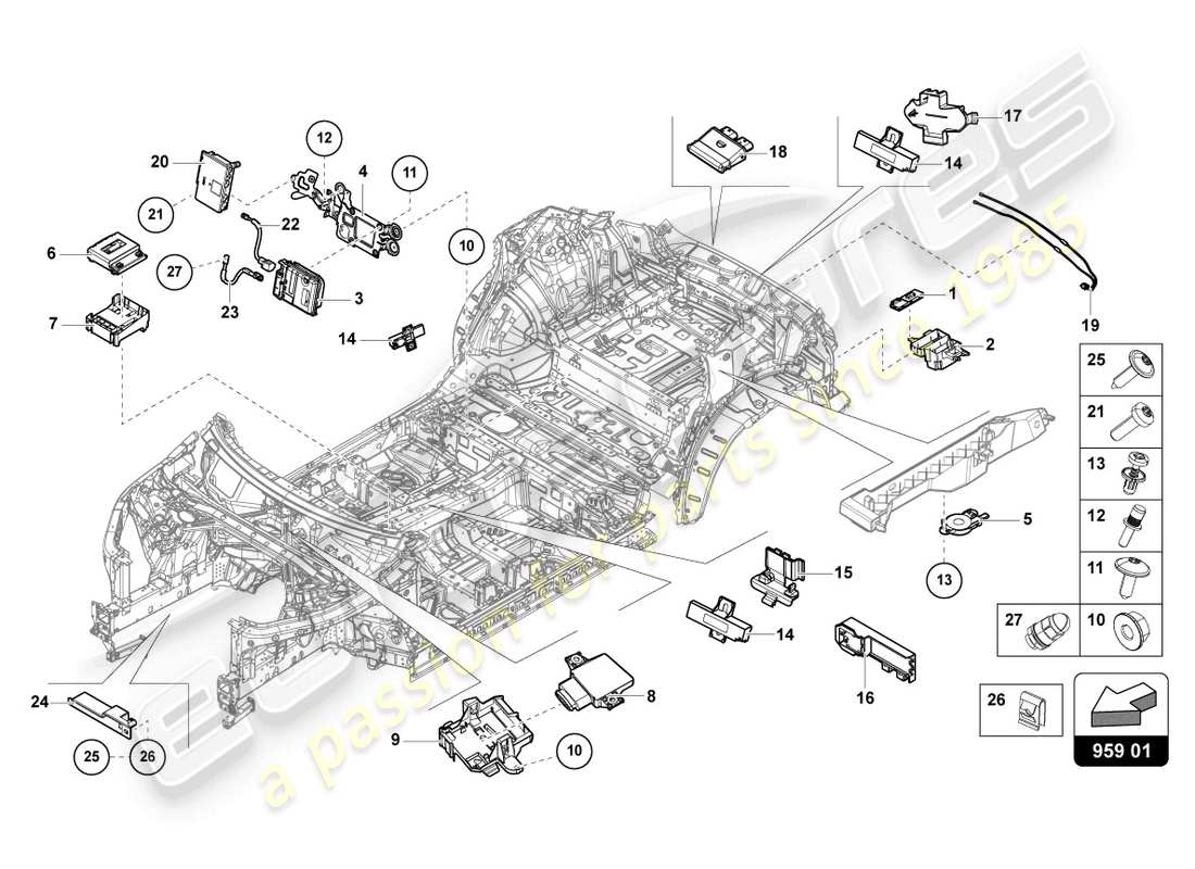 lamborghini urus (2019) control unit for tailgate parts diagram