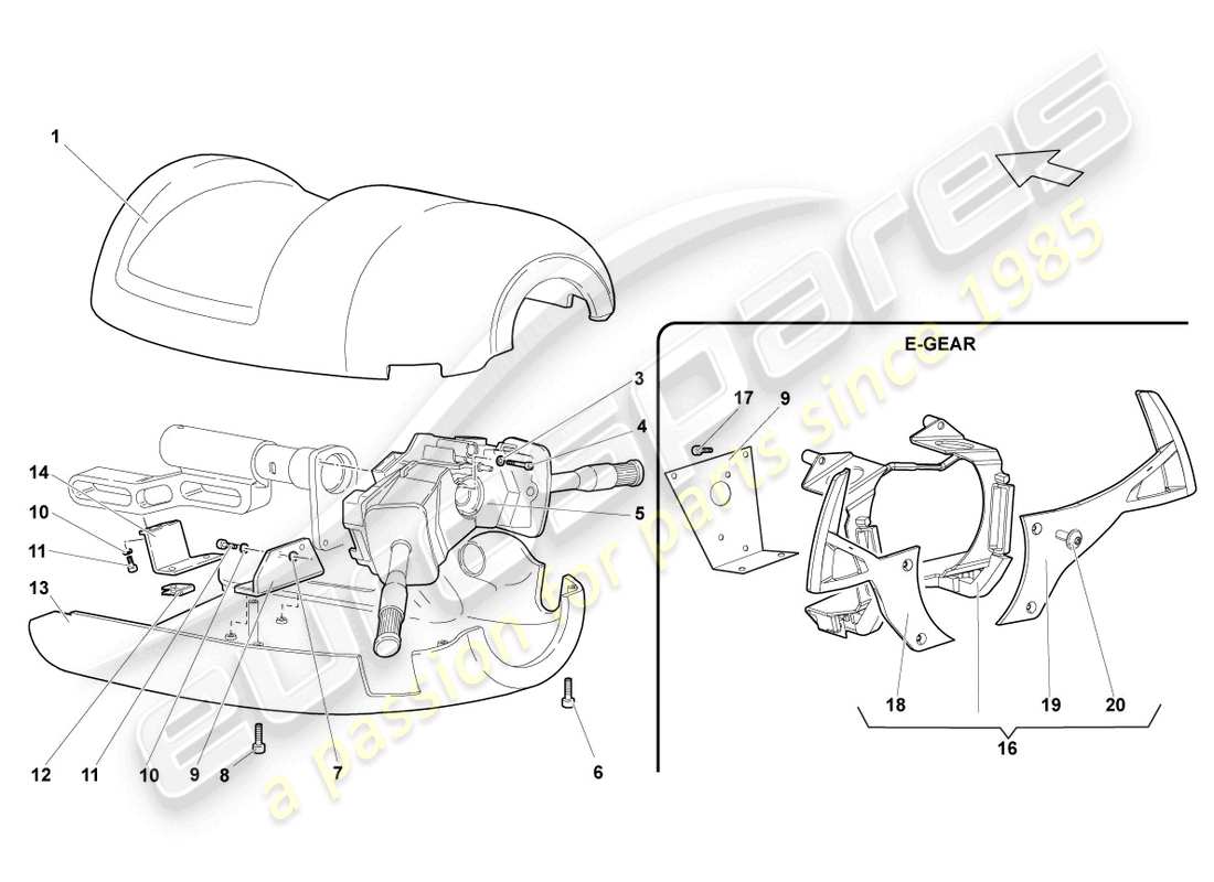lamborghini reventon roadster steering col. combi switch parts diagram