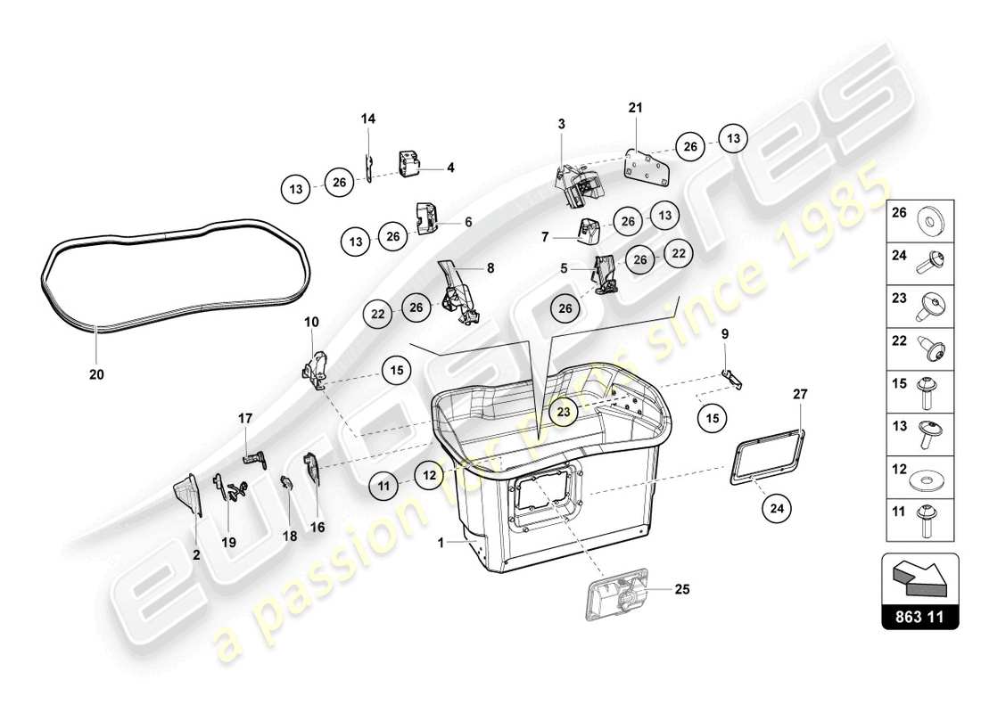 lamborghini lp770-4 svj roadster (2022) luggage comp. floor covering part diagram