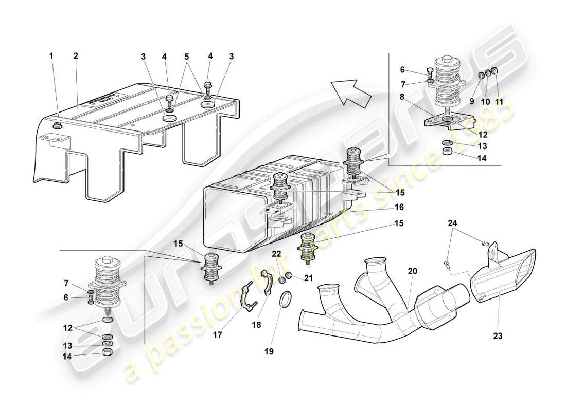 lamborghini reventon roadster rear silencer part diagram