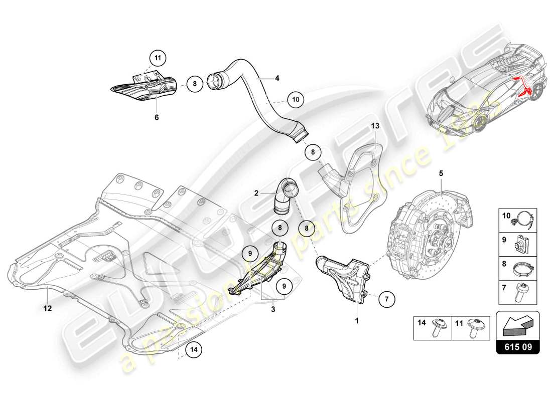 lamborghini 2021 (sto) air duct for brake cooling rear part diagram