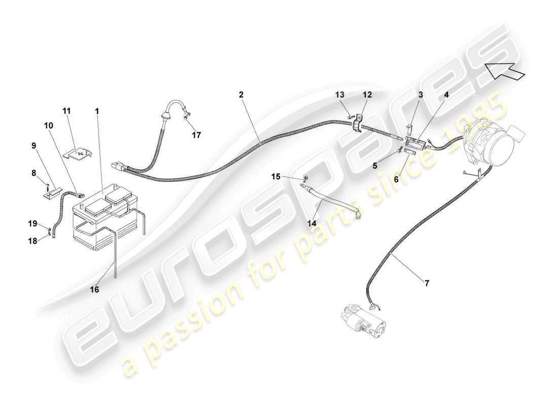 lamborghini gallardo coupe (2006) battery part diagram