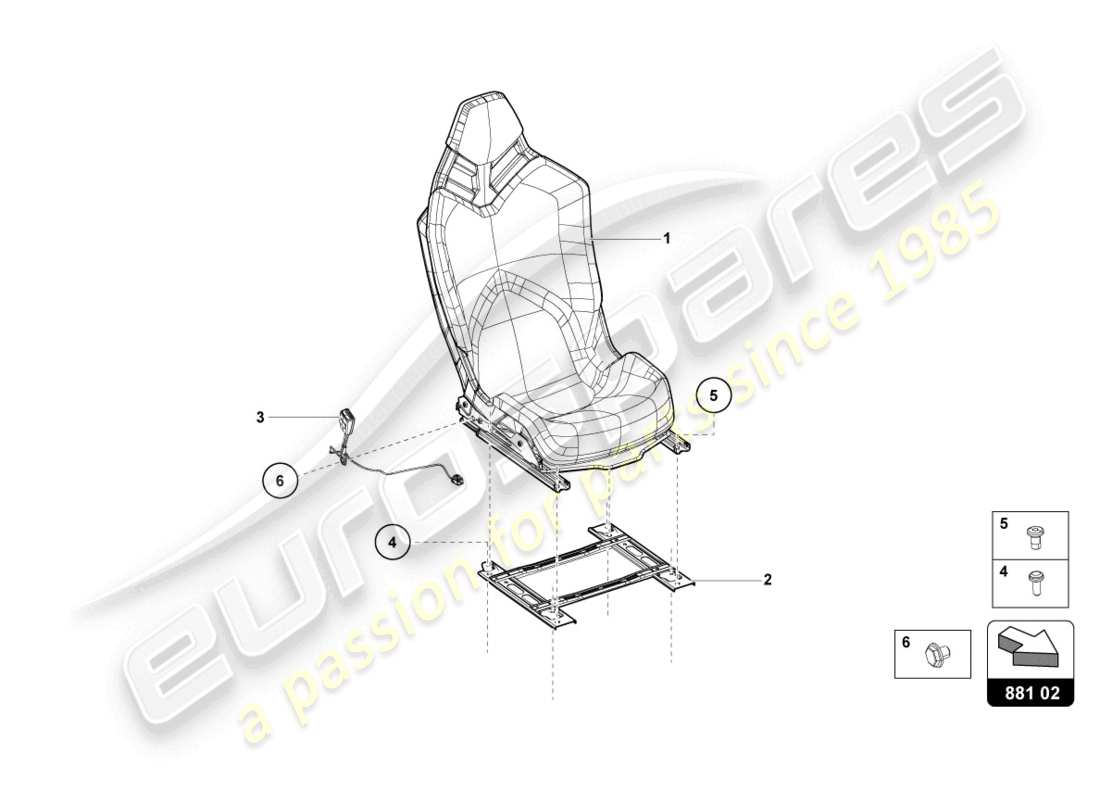 lamborghini 2022 (lp770-4 svj coupe) sports seat part diagram