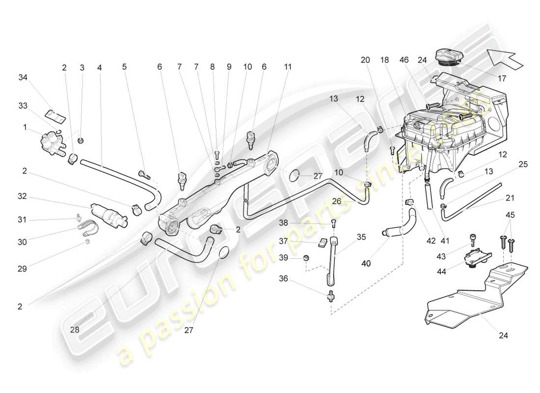 lamborghini gallardo coupe (2007) additional coolant pump part diagram