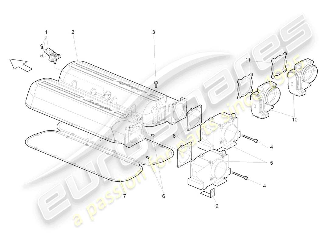 lamborghini gallardo coupe (2007) intake manifold part diagram