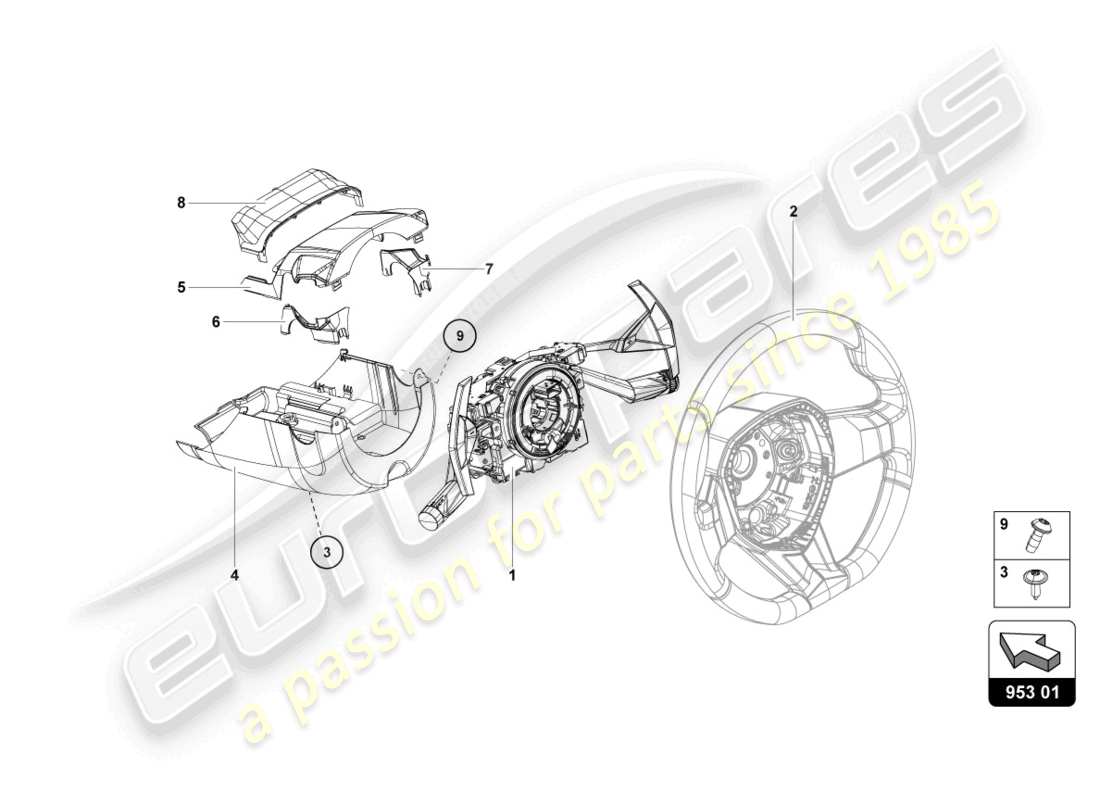 lamborghini lp770-4 svj coupe (2022) rack and pinion steering part diagram