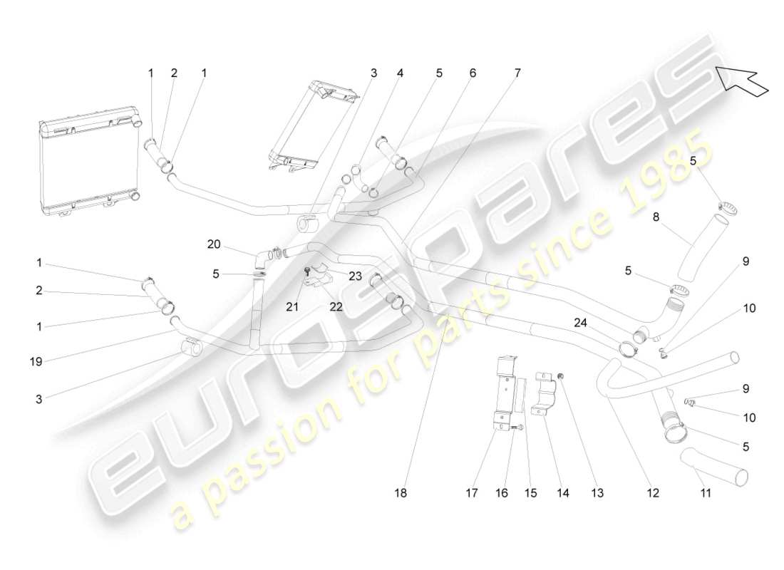 lamborghini gallardo coupe (2007) coolant cooling system part diagram