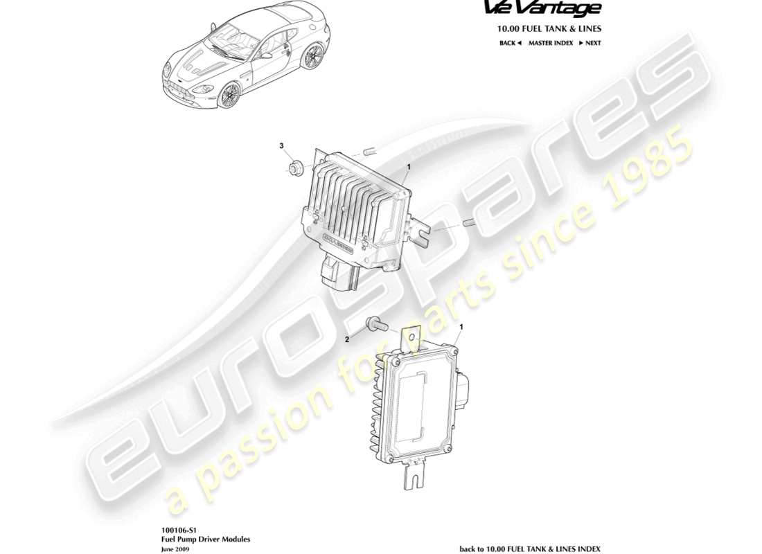 aston martin v12 vantage (2013) fuel pump modules part diagram