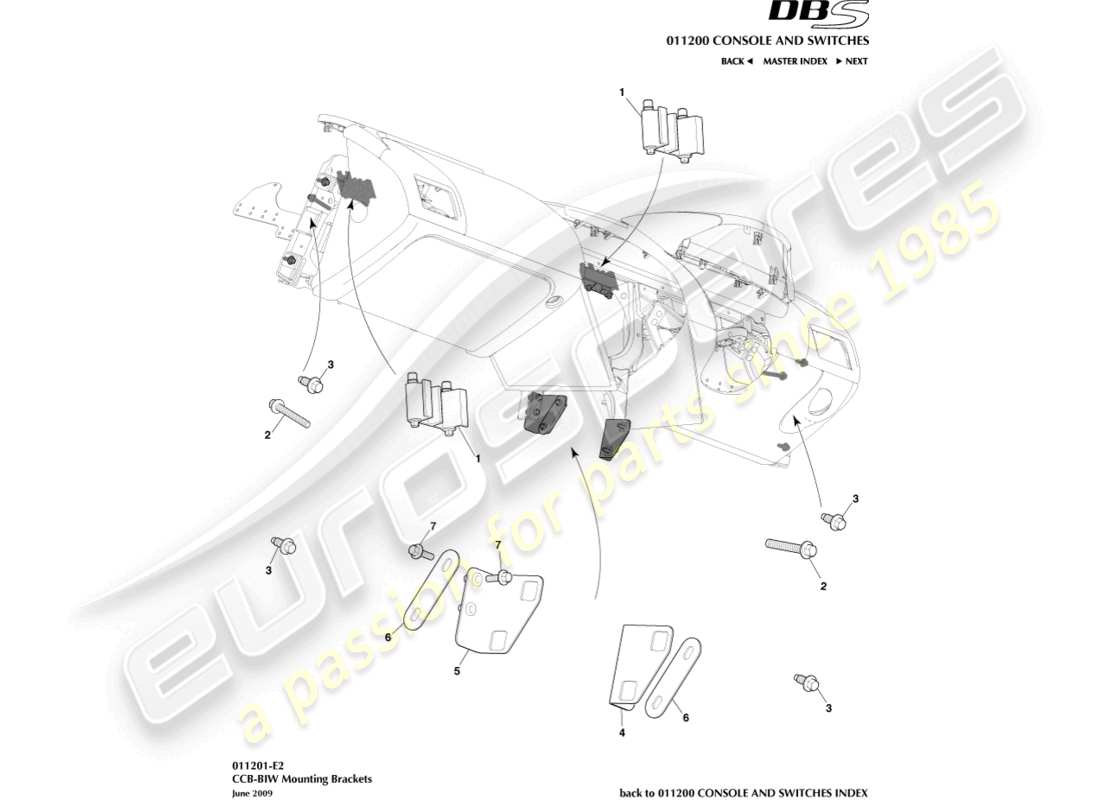 aston martin dbs (2011) ccb to biw brackets part diagram