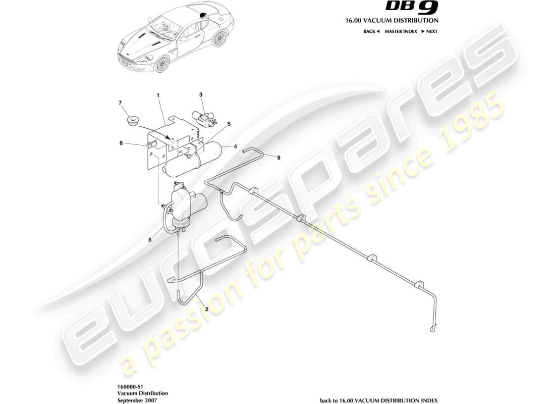 aston martin db9 (2004) vacuum distribution parts diagram