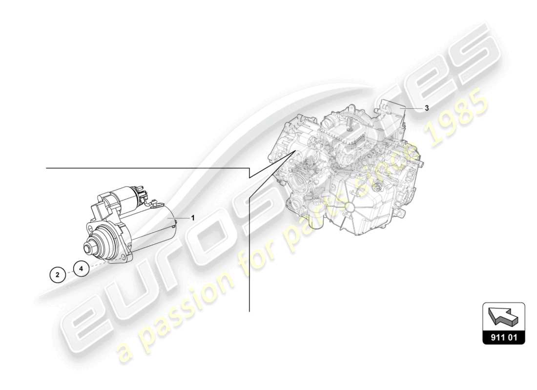 lamborghini 2015 (super trofeo) starter part diagram