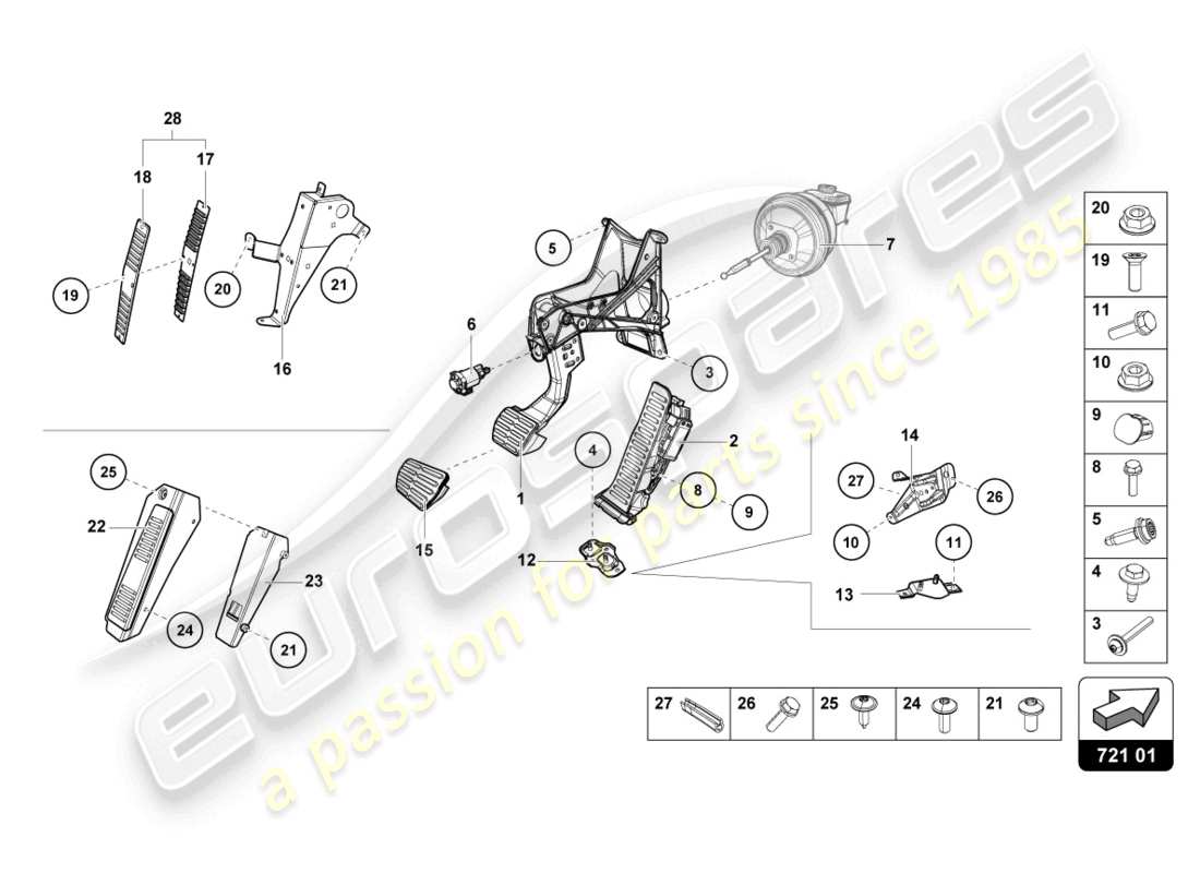 lamborghini 2023 (sto) brake and accel. lever mech. part diagram