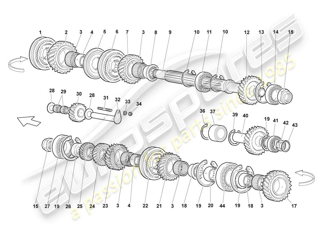 lamborghini lp640 roadster (2010) output shaft part diagram