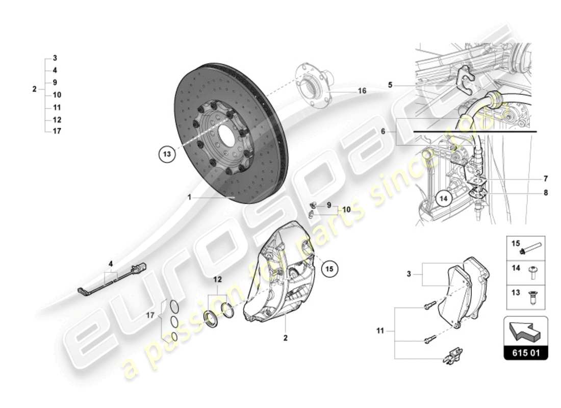 lamborghini 2022 (lp770-4 svj roadster) brake disc front part diagram