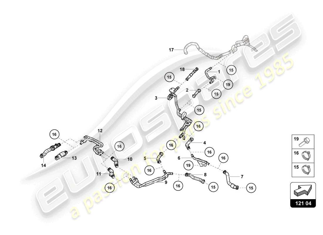 lamborghini 2021 (sto) coolant hoses and pipes part diagram