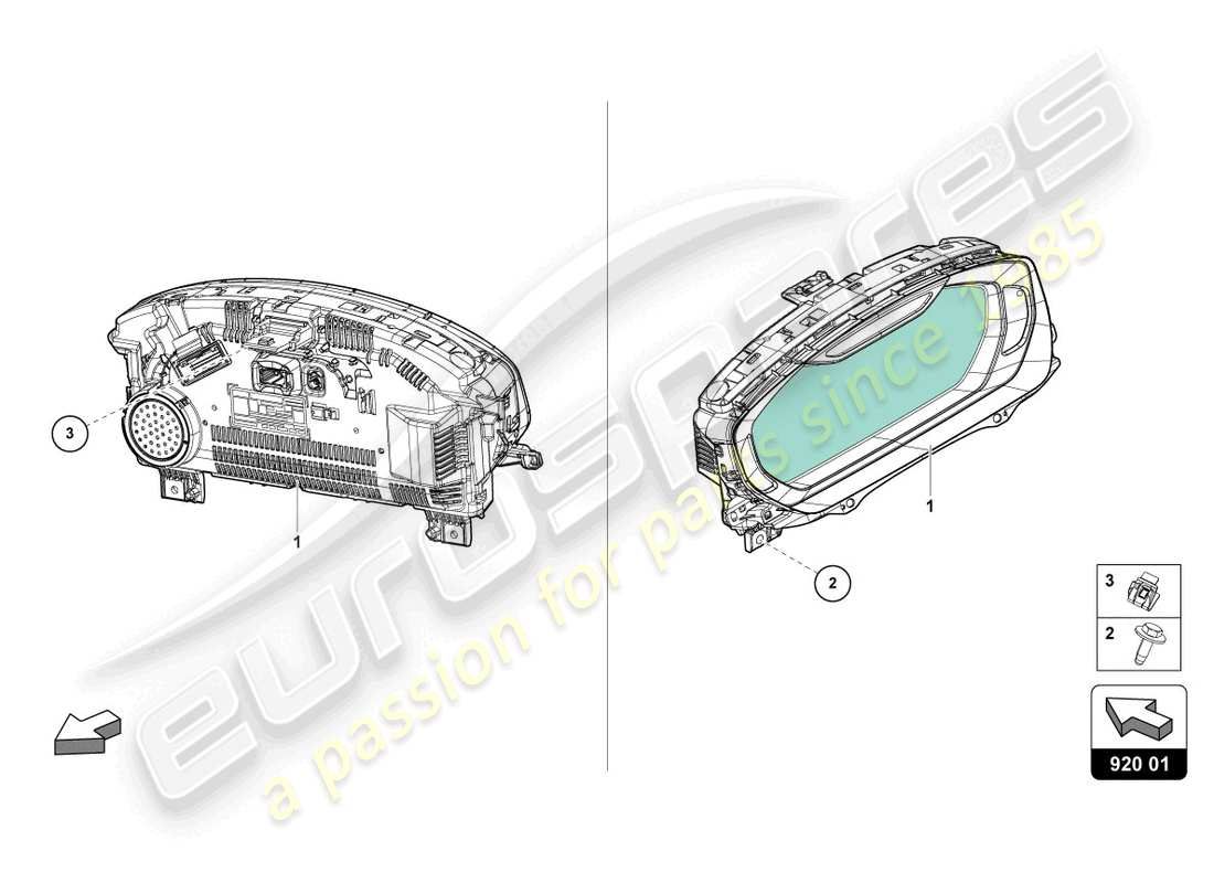 lamborghini urus (2022) combi-instrument parts diagram