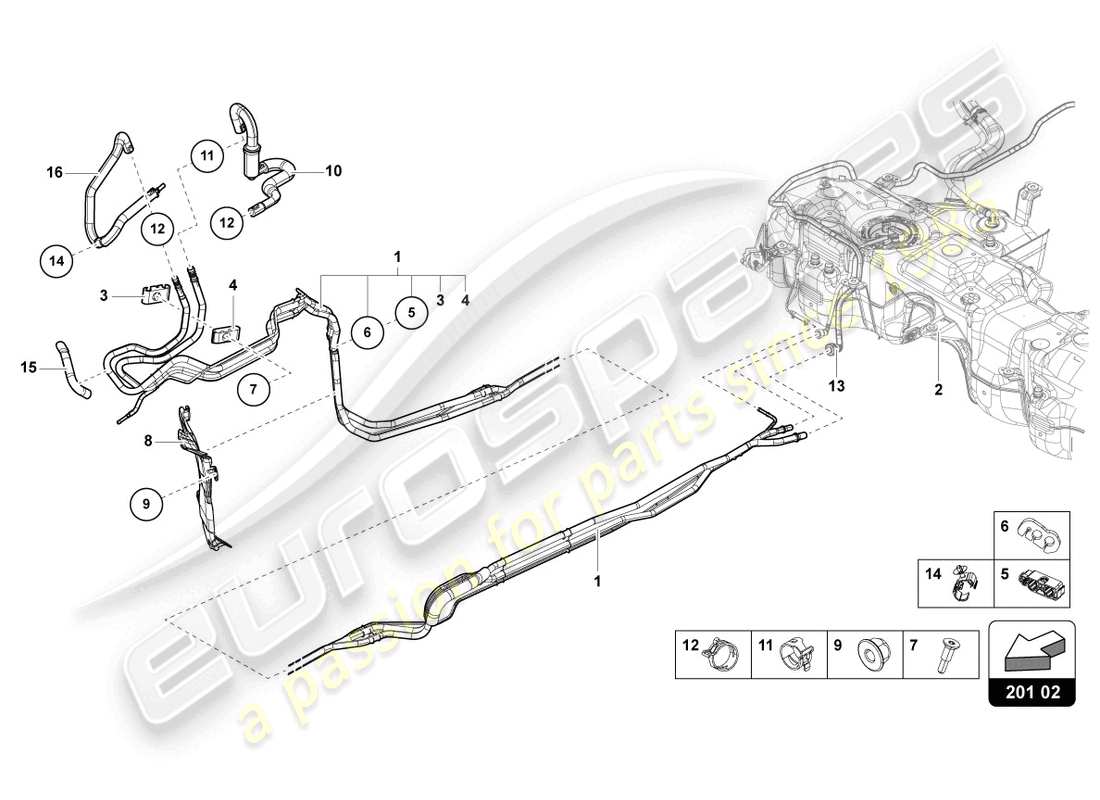 lamborghini urus (2022) 1 set fuel pipes part diagram