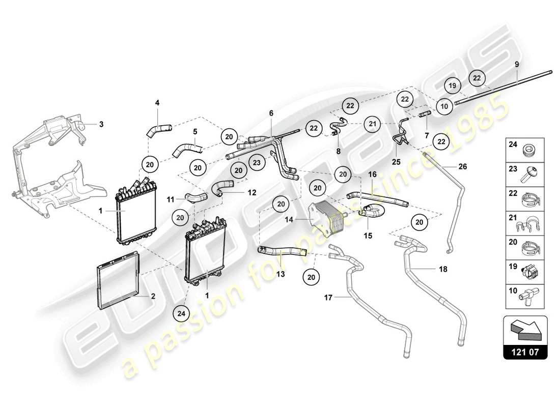lamborghini 2022 (ultimae) additional cooler for coolant part diagram