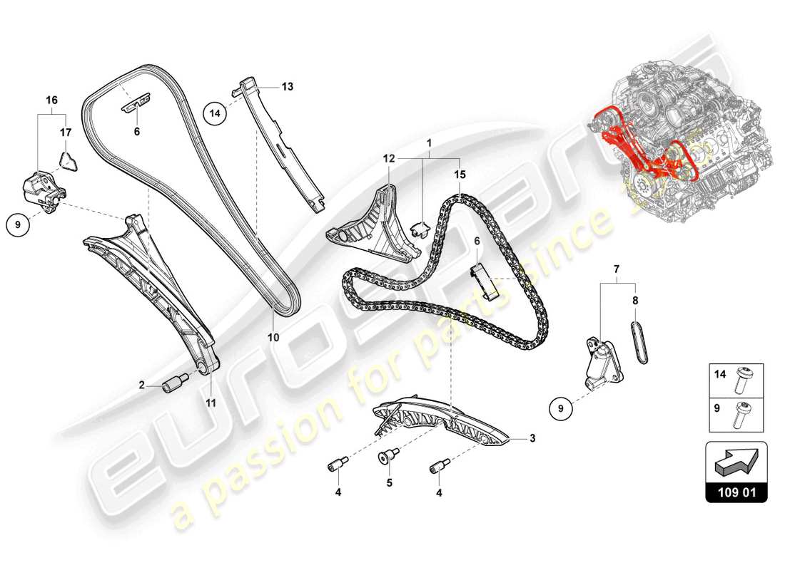 lamborghini urus (2020) timing chain parts diagram