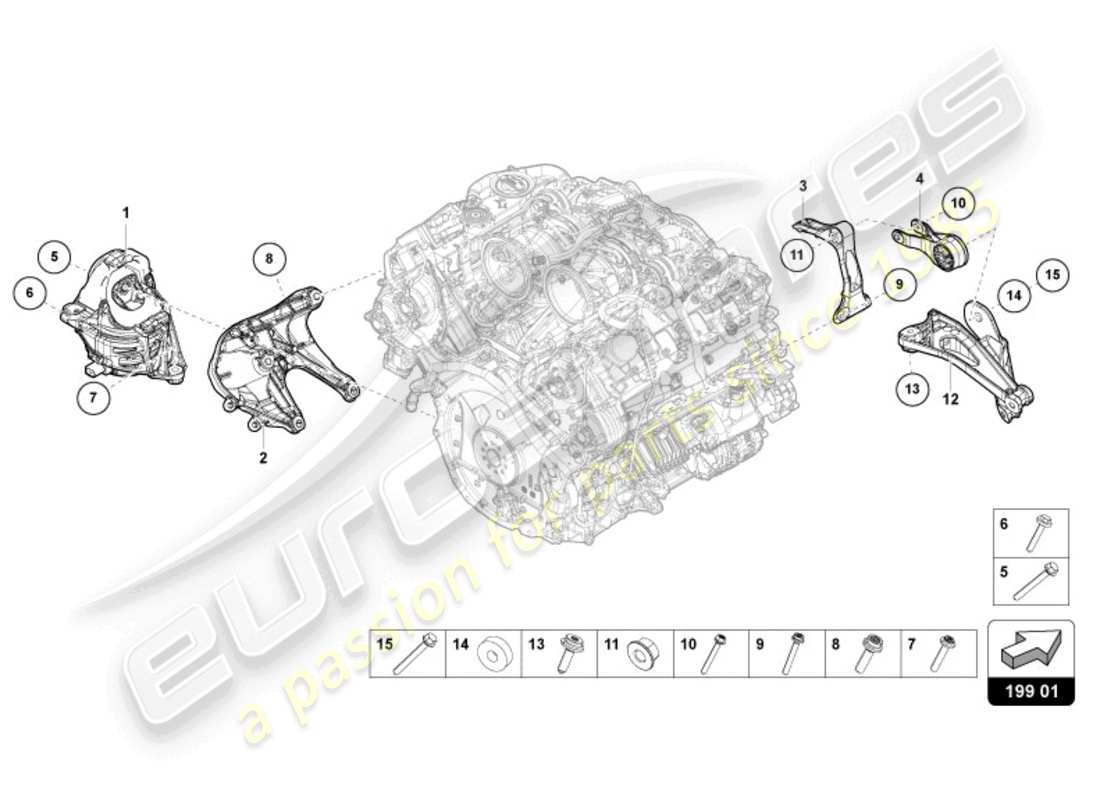 lamborghini urus (2020) engine bracket parts diagram