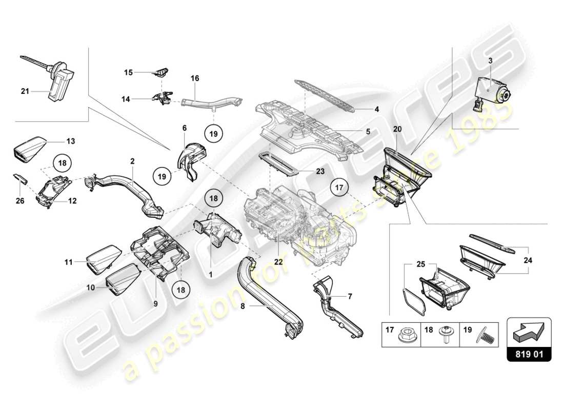 a part diagram from the lamborghini tecnica (2023) parts catalogue