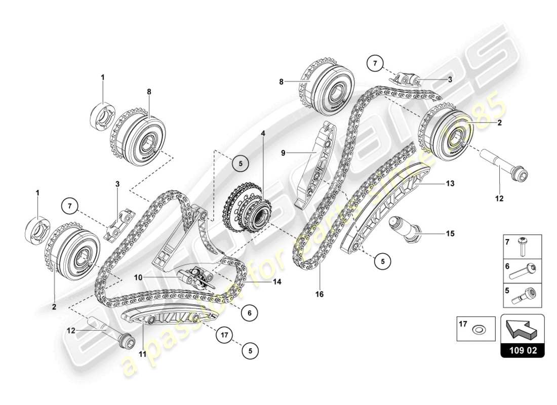 lamborghini 2022 (ultimae) timing chain part diagram