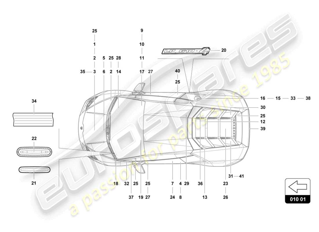 lamborghini 2023 (tecnica) inscriptions/lettering parts diagram
