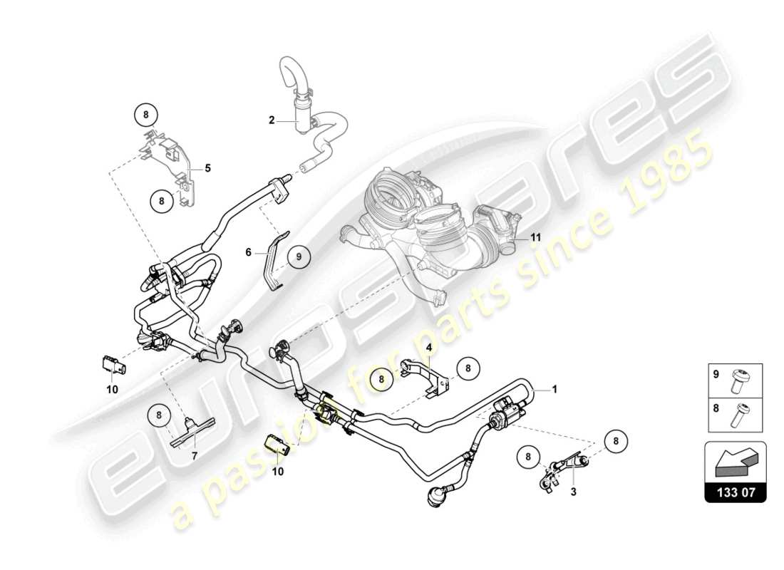 lamborghini urus (2021) fuel supply line 4.0 ltr. part diagram