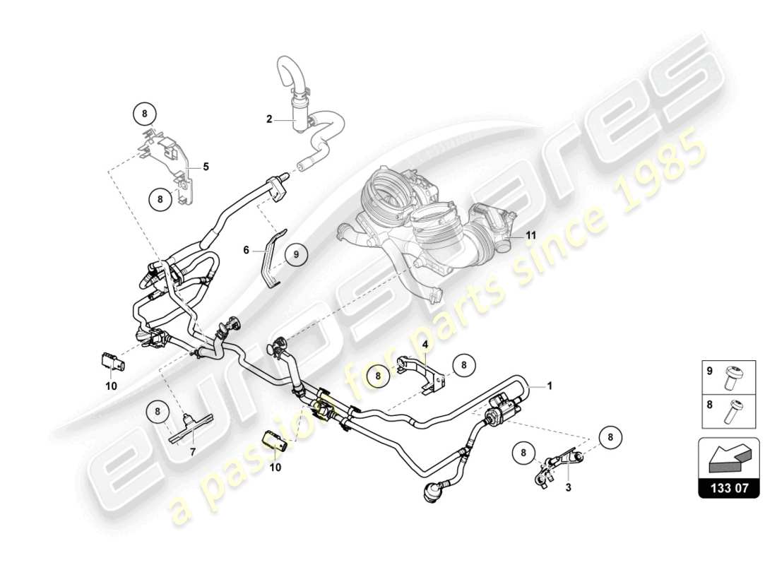 lamborghini urus (2021) fuel supply line 4.0 ltr. parts diagram