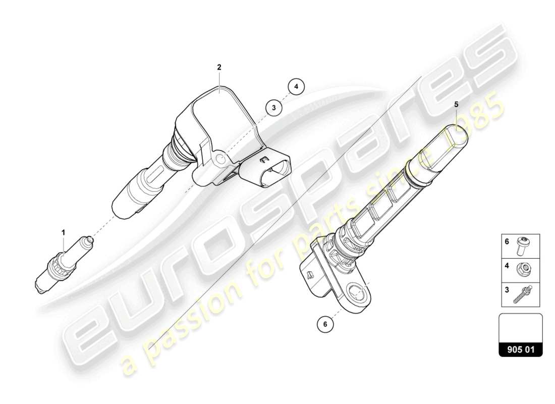 lamborghini urus (2022) ignition coil with spark plug connector part diagram