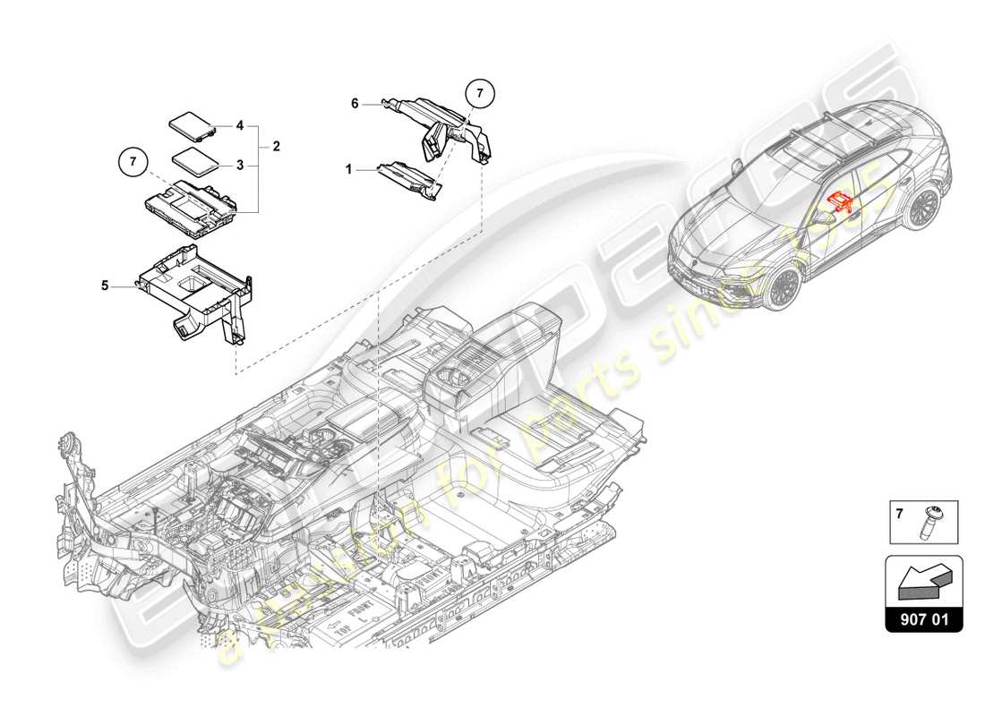 lamborghini urus (2022) diagnosis interface for data bus (gateway) parts diagram