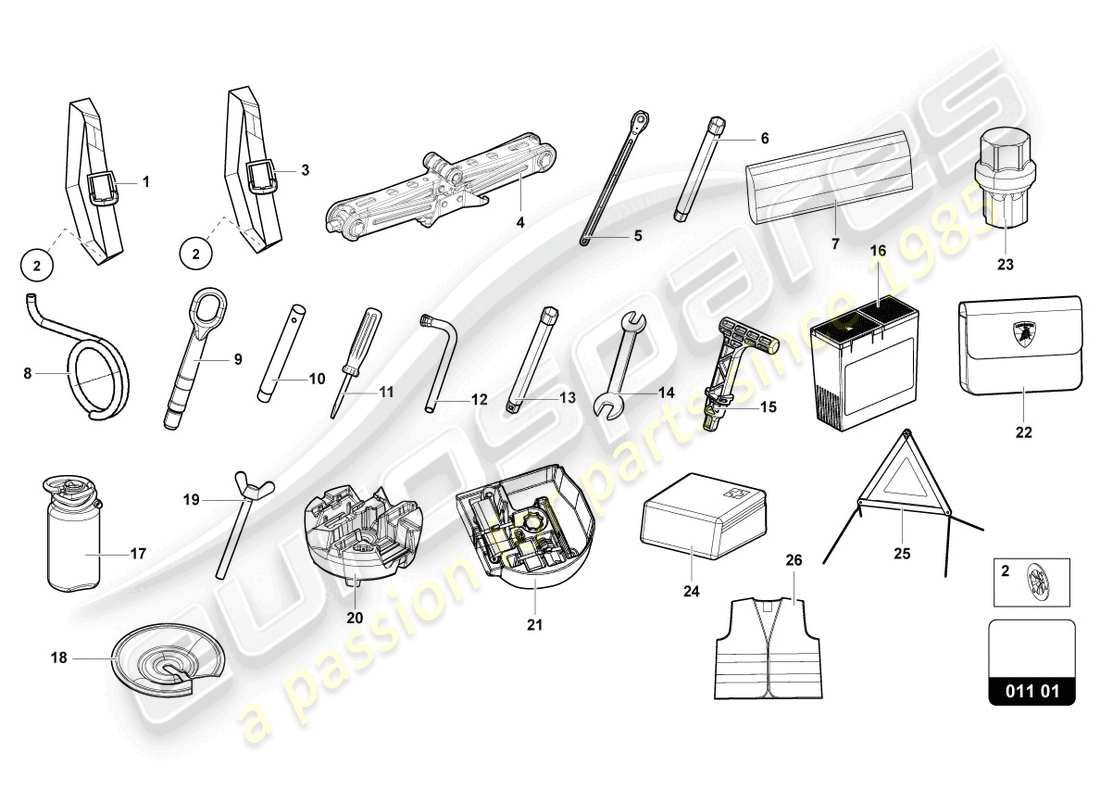 lamborghini urus (2019) vehicle tools parts diagram