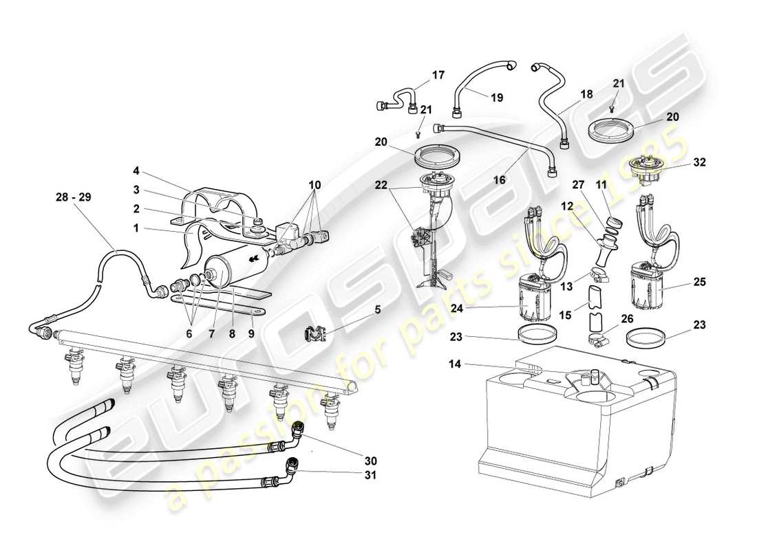 lamborghini reventon roadster fuel line with breather pipe part diagram