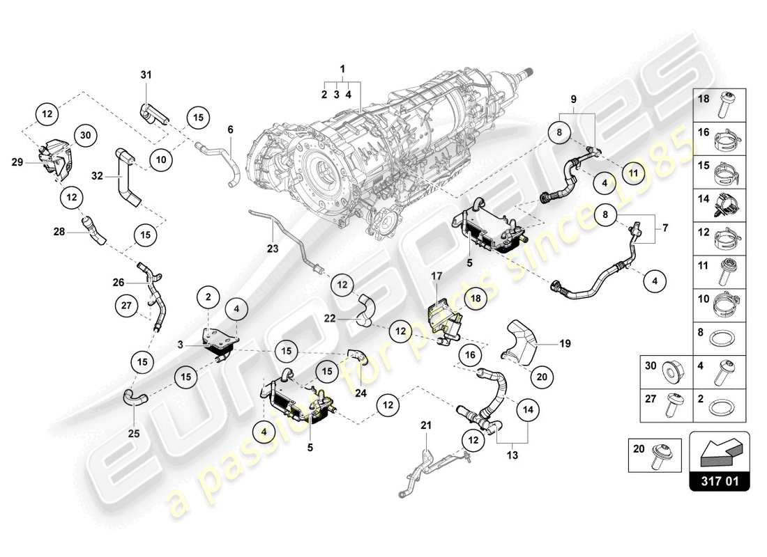 lamborghini urus (2021) cooling system for gear oil part diagram