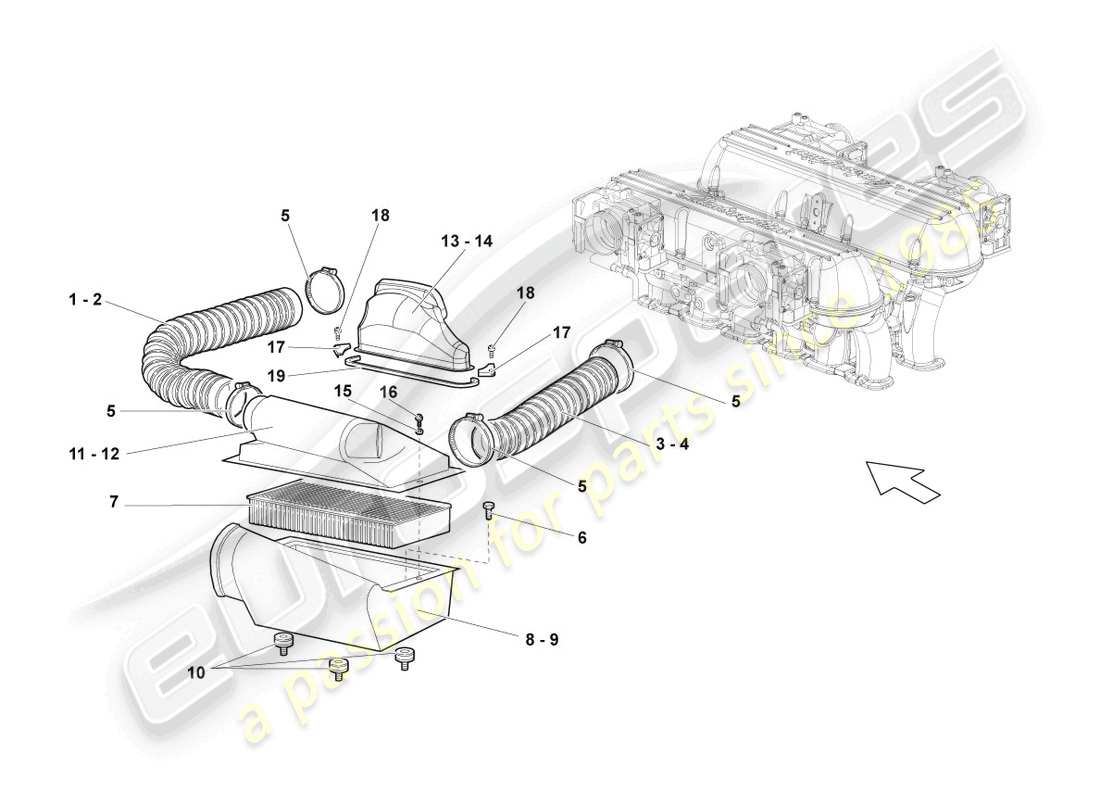 lamborghini reventon air filter with connecting parts parts diagram