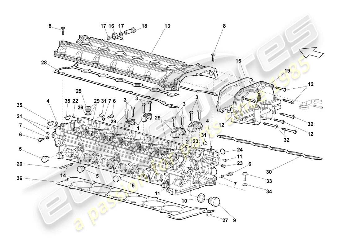 lamborghini reventon roadster cylinder head right part diagram