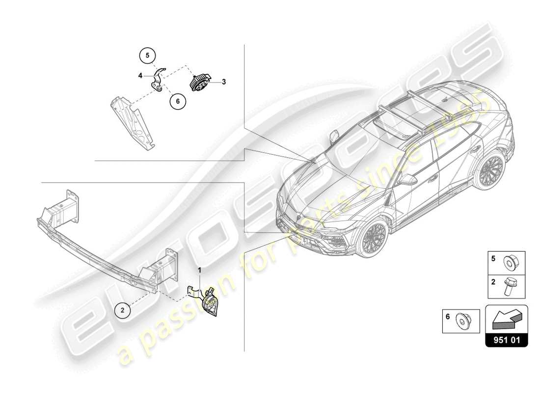 lamborghini urus (2022) signal horn part diagram