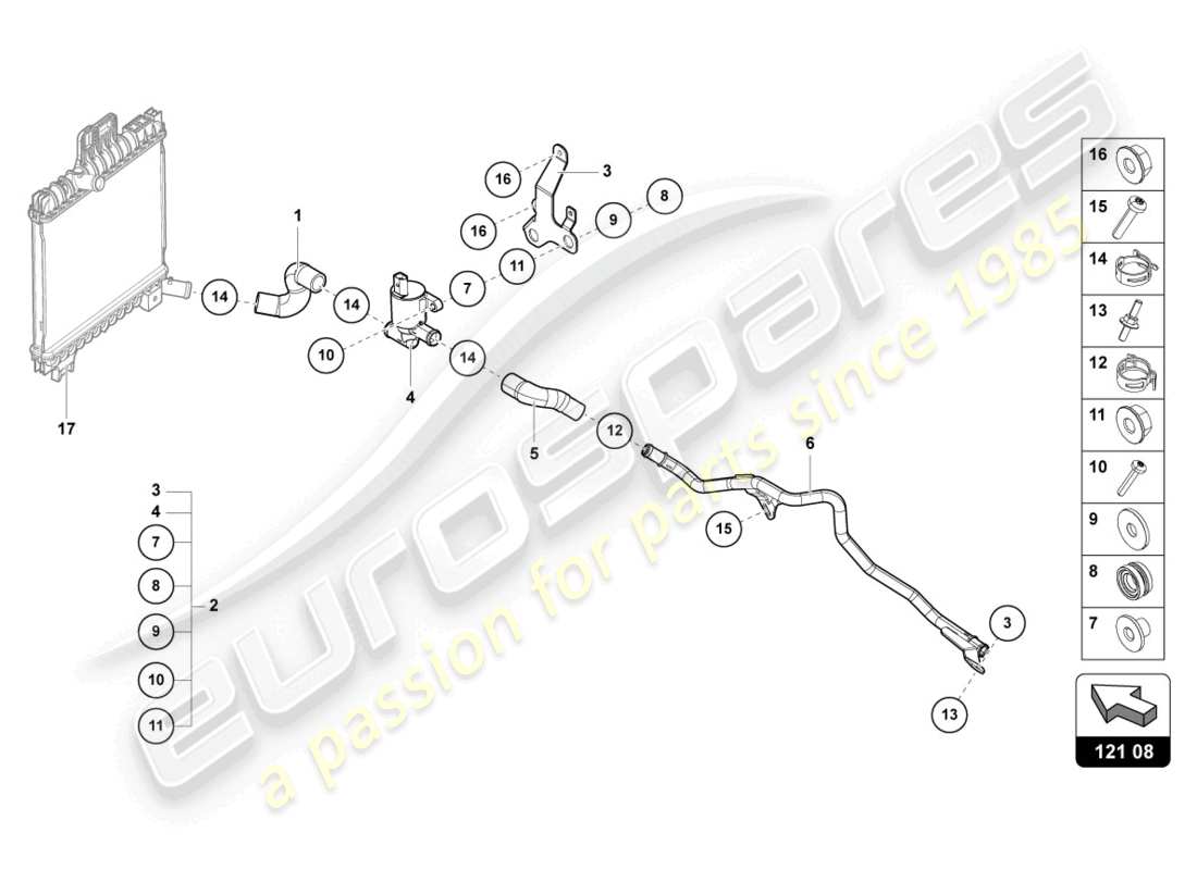 lamborghini urus (2021) coolant pipe part diagram