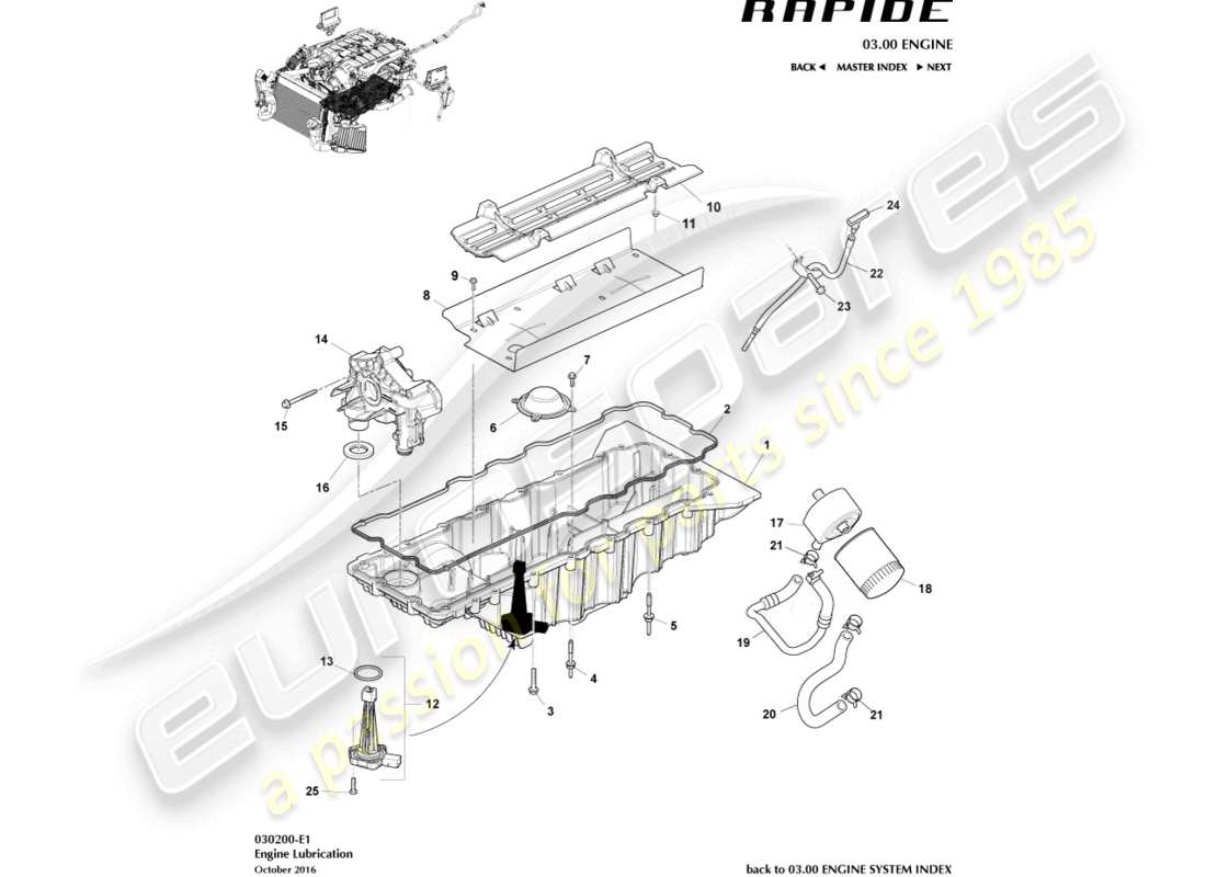 a part diagram from the aston martin rapide (2014) parts catalogue