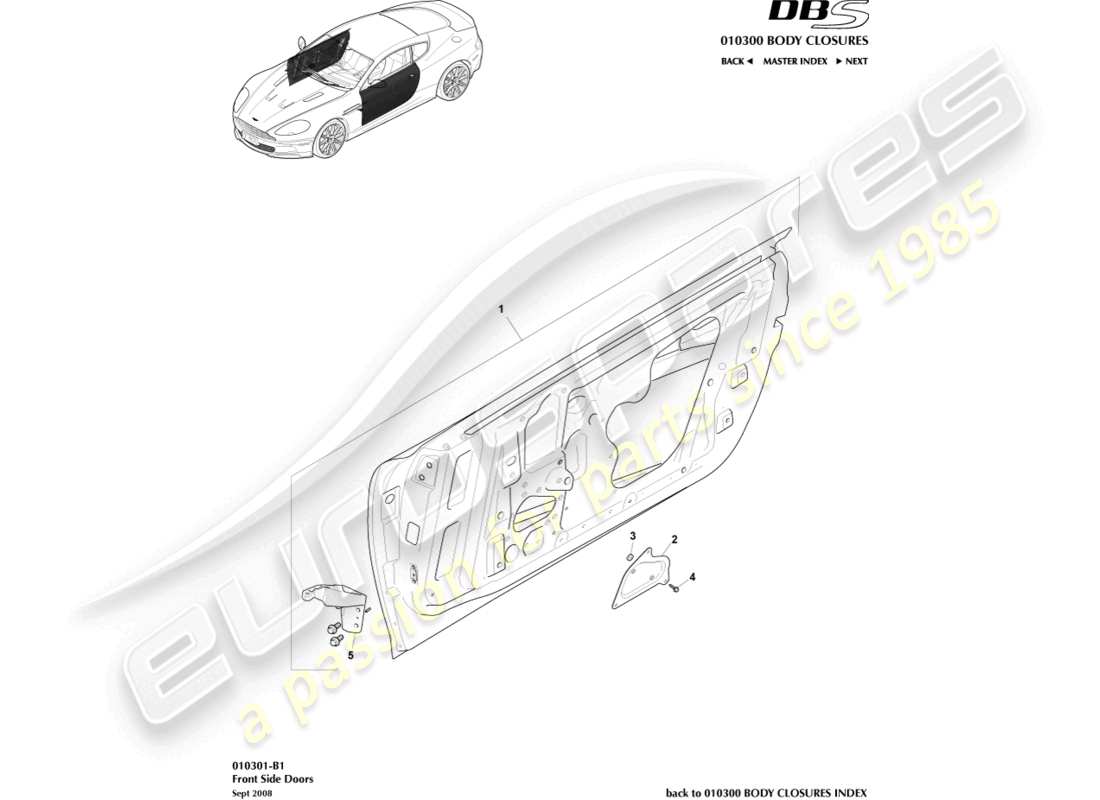 aston martin dbs (2011) front side doors part diagram