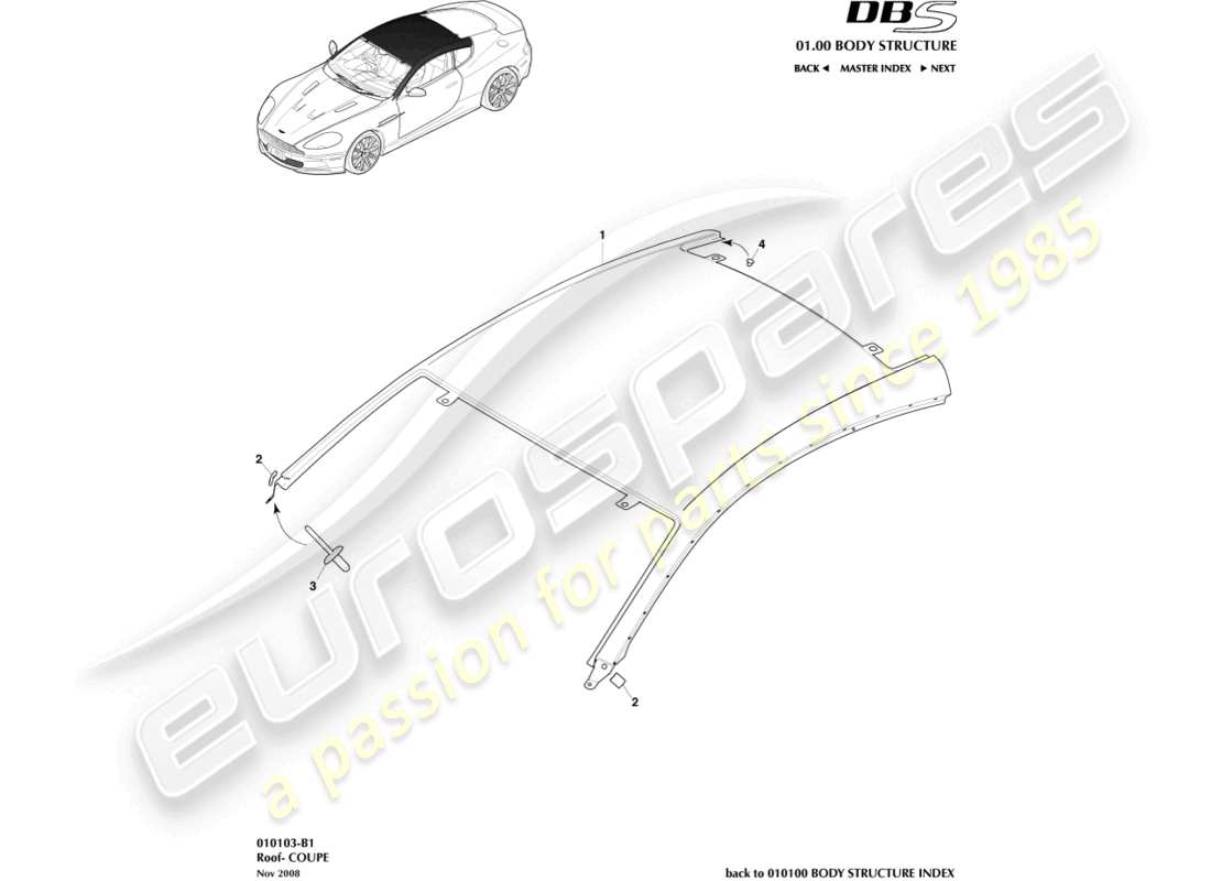 aston martin dbs (2012) roof, coupe part diagram