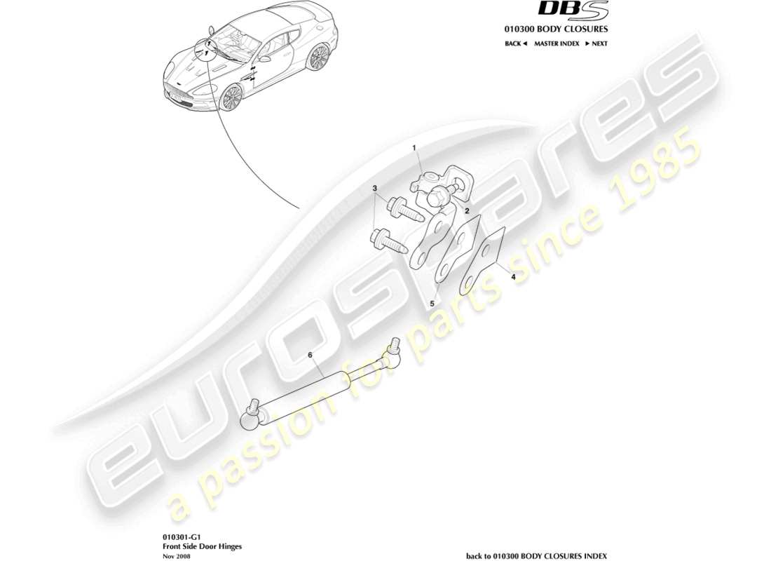 aston martin dbs (2012) door hinges part diagram