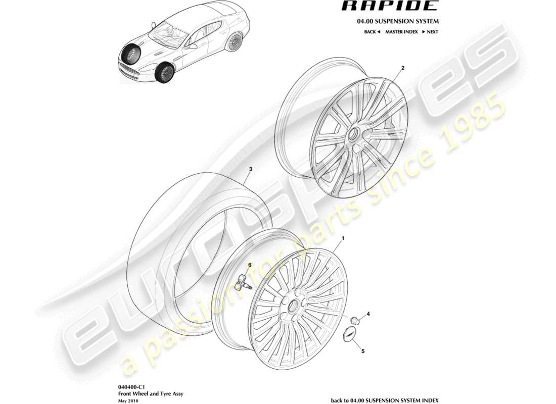 a part diagram from the aston martin rapide (2014) parts catalogue