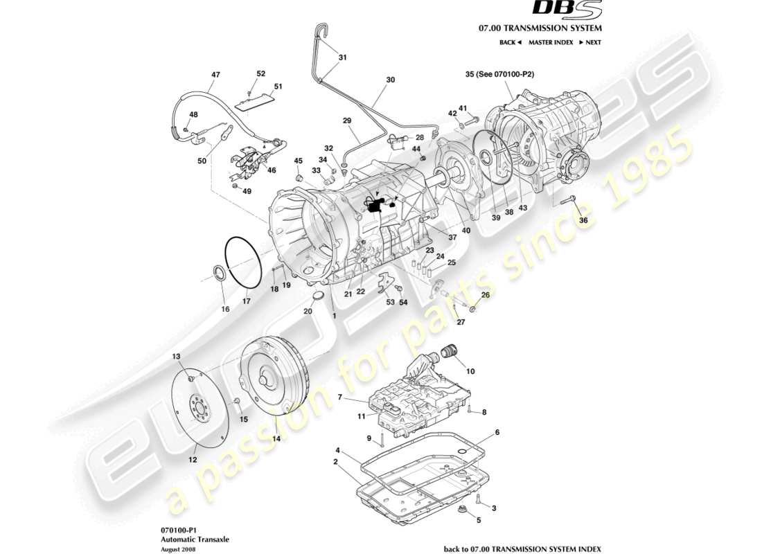 aston martin dbs (2011) transaxle, auto part diagram