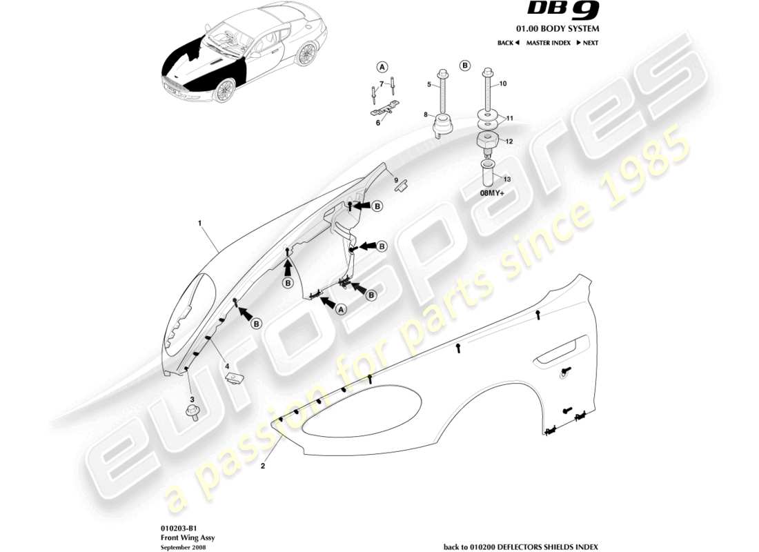 a part diagram from the Aston Martin DB9 (2004) parts catalogue